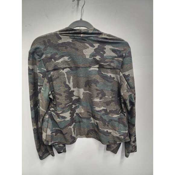 DownEast Womens Cardigan Size Small Green Camouflage Cascading Open Front - Picture 6 of 7